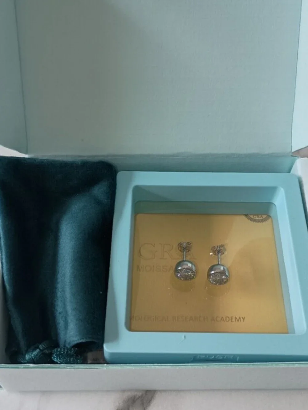 2CT Moissanite Bezel Studs Earrings Real 925 Silver 18k G/P GRA Certificate